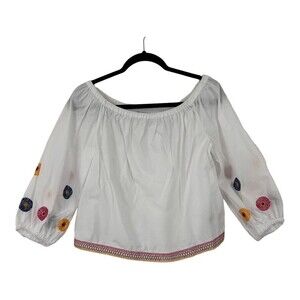 Madewell Womens Size Small Embroidered Off-the-Shoulder Top H8289